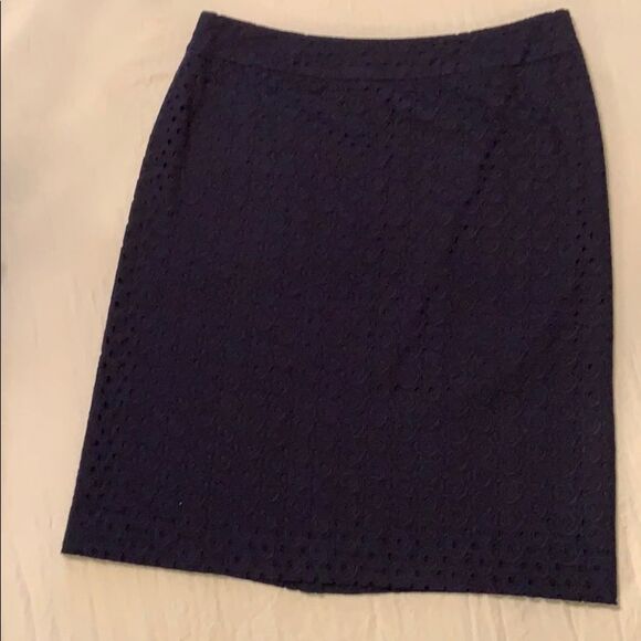 3. Talbots A Line Skirt in Navy blue eyelet.  Size 8. - Picture 3 of 4